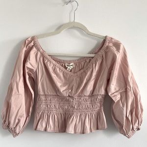 Open Edit Pink Off the Shoulder Crop Top